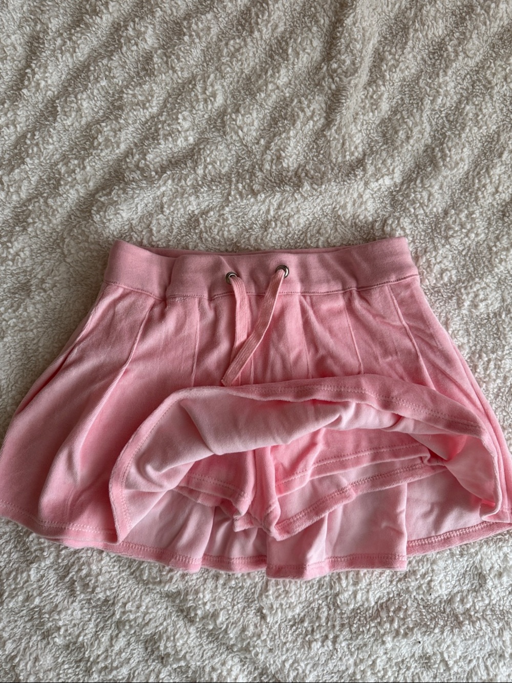 Pink terry velour micro pleated skort